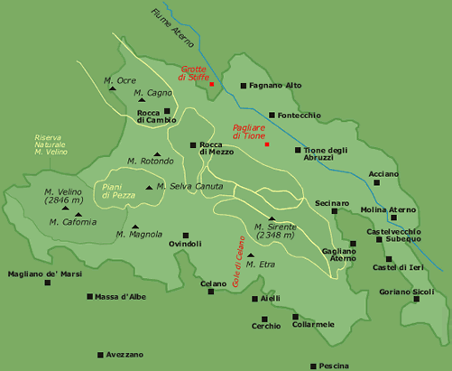 Mappa del Parco Sirente-Velino
